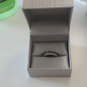 Black and white diamond ring